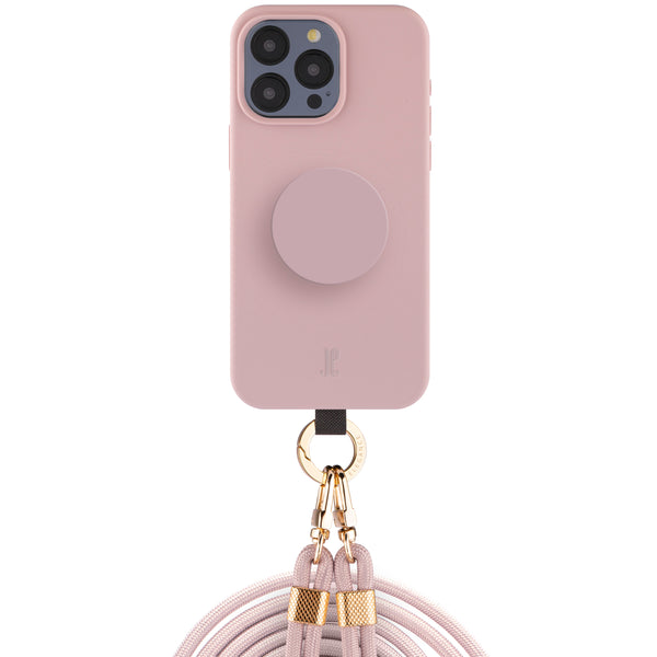 3in1 iPhone Hülle Elite mit Kordel und PopGrip I elegantes zartes Rosa
