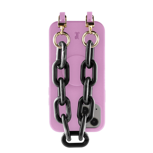 Wristlet iPhone Hülle mit Kette und PopGrip | pastelliges Pink