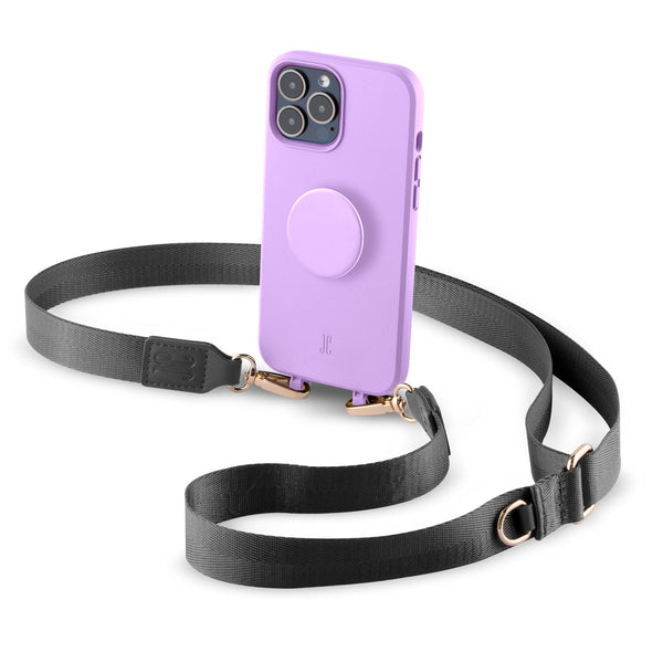 Crossbody iPhone Hülle mit Band und PopGrip | zauberhaftes Lavendel