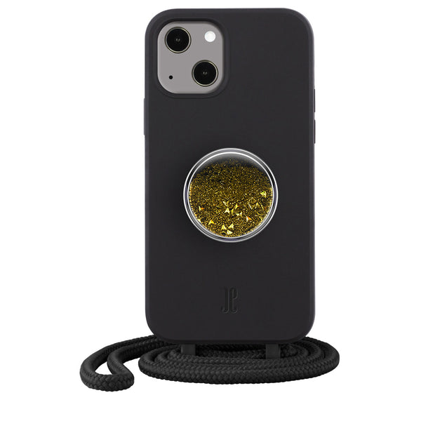 Luxe iPhone Hülle mit PopGrip und Kordel I elegantes Schwarz